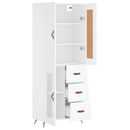 Högskåp vit 69,5x34x180 cm konstruerat trä