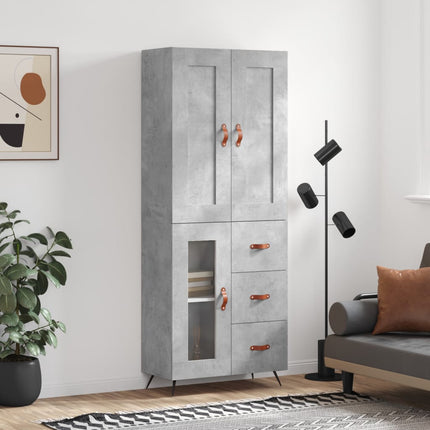 Högskåp betonggrå 69,5x34x180 cm konstruerat trä