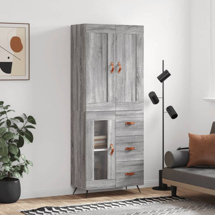 Högskåp Grå Sonoma 69,5x34x180 cm konstruerat trä
