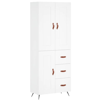 Högskåp vit 69,5x34x180 cm konstruerat trä