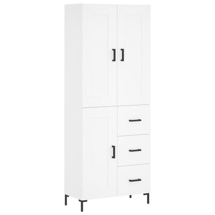 Högskåp vit 69,5x34x180 cm konstruerat trä