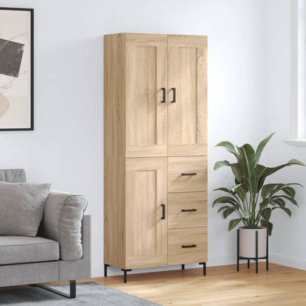 Högskåp sonoma-ek 69,5x34x180 cm konstruerat trä