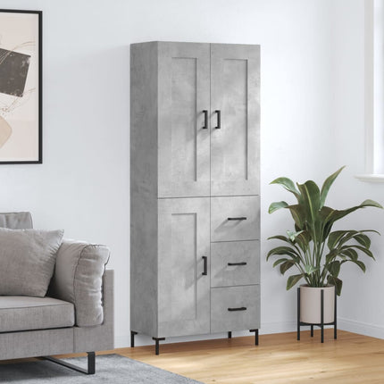 Högskåp betonggrå 69,5x34x180 cm konstruerat trä