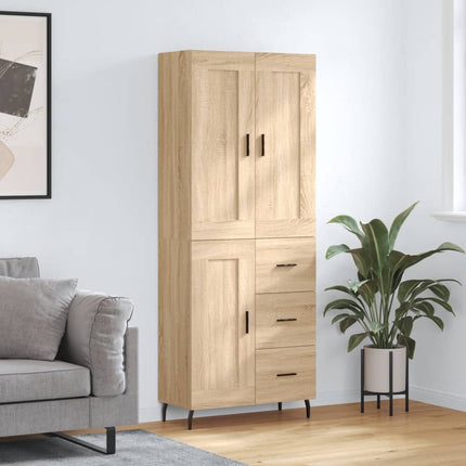 Högskåp sonoma-ek 69,5x34x180 cm konstruerat trä
