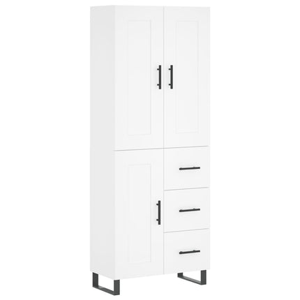 Högskåp vit 69,5x34x180 cm konstruerat trä