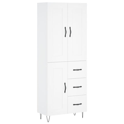 Högskåp vit 69,5x34x180 cm konstruerat trä