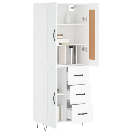 Högskåp vit 69,5x34x180 cm konstruerat trä