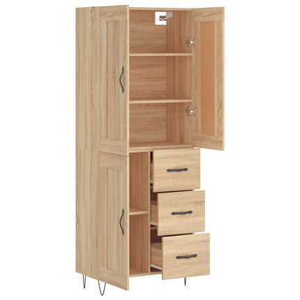 Högskåp sonoma-ek 69,5x34x180 cm konstruerat trä