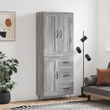 Högskåp Grå Sonoma 69,5x34x180 cm konstruerat trä