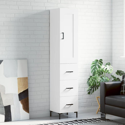 Högskåp vit 34,5x34x180 cm konstruerat trä