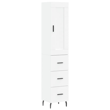 Högskåp vit 34,5x34x180 cm konstruerat trä