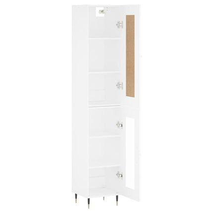 Högskåp vit 34,5x34x180 cm konstruerat trä
