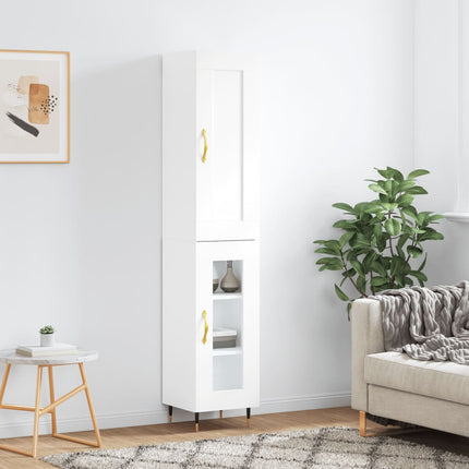 Högskåp vit 34,5x34x180 cm konstruerat trä