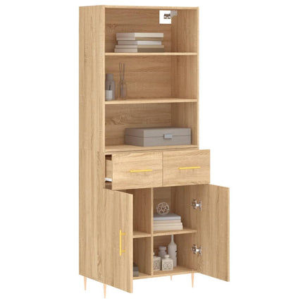 Högskåp sonoma-ek 69,5x34x180 cm konstruerat trä