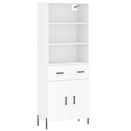 Högskåp vit 69,5x34x180 cm konstruerat trä