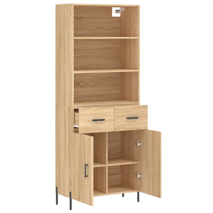 Högskåp sonoma-ek 69,5x34x180 cm konstruerat trä