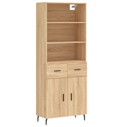 Högskåp sonoma-ek 69,5x34x180 cm konstruerat trä