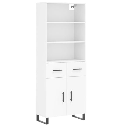 Högskåp vit 69,5x34x180 cm konstruerat trä