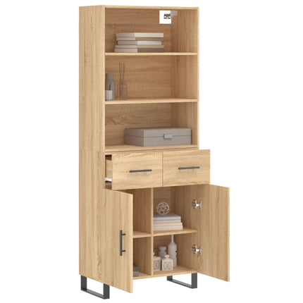 Högskåp sonoma-ek 69,5x34x180 cm konstruerat trä