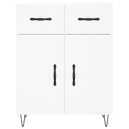 Högskåp vit 69,5x34x180 cm konstruerat trä