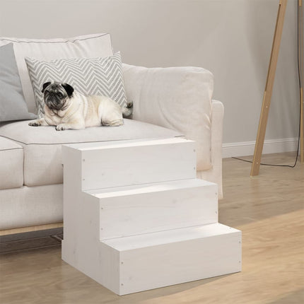 Husdjurstrappa Vit 40x37,5x35 cm massiv furu