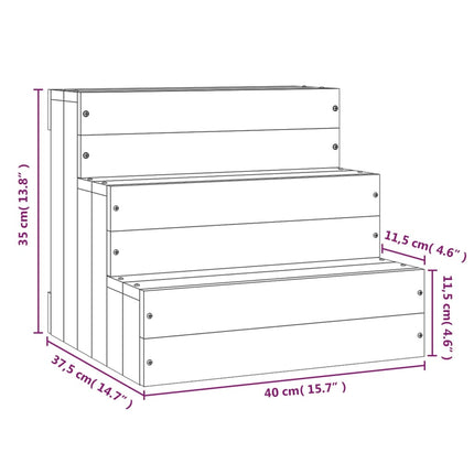 Husdjurstrappa Vit 40x37,5x35 cm massiv furu