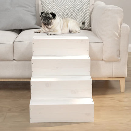 Husdjurstrappa Vit 40x49x47 cm massiv furu