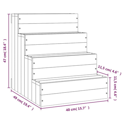 Husdjurstrappa Vit 40x49x47 cm massiv furu