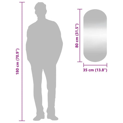 Väggspegel 35x80 cm glas oval