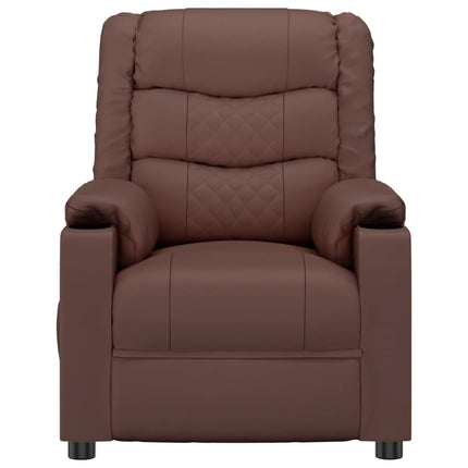 Elektronisk reclinerfåtölj brun konstläder