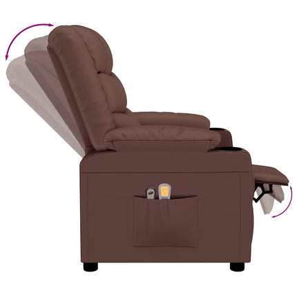 Elektrisk massagefåtölj brun konstläder