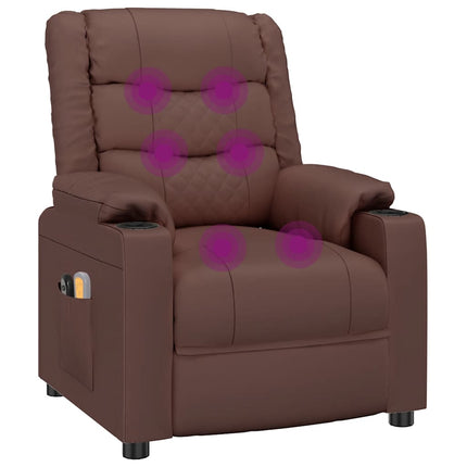 Elektrisk massagefåtölj brun konstläder