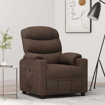 Elektrisk reclinerfåtölj mörkbrun tyg