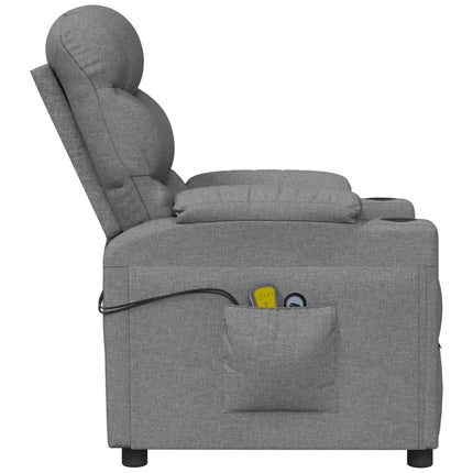 Elektrisk massagefåtölj ljusgrå tyg