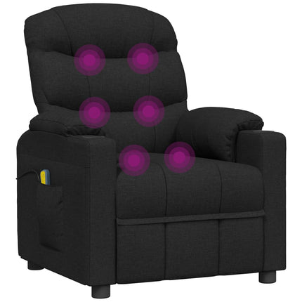 Elektrisk massagefåtölj svart tyg