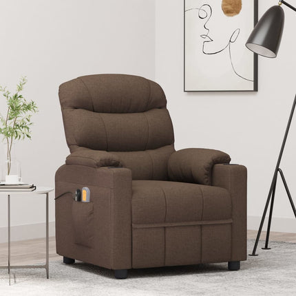 Elektrisk massagefåtölj brun tyg