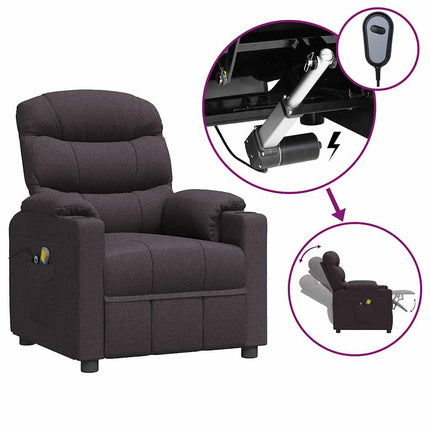 Elektrisk massagefåtölj mörkbrun tyg