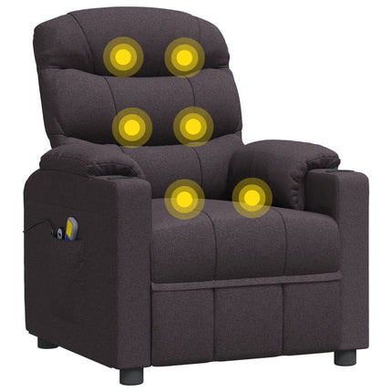 Elektrisk massagefåtölj mörkbrun tyg