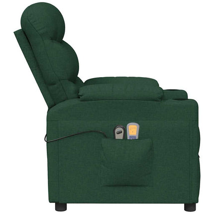 Massagefåtölj mörkgrön tyg