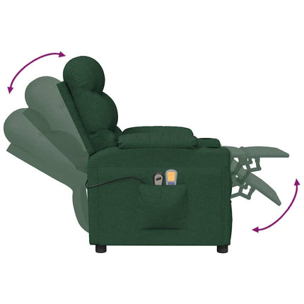 Massagefåtölj mörkgrön tyg