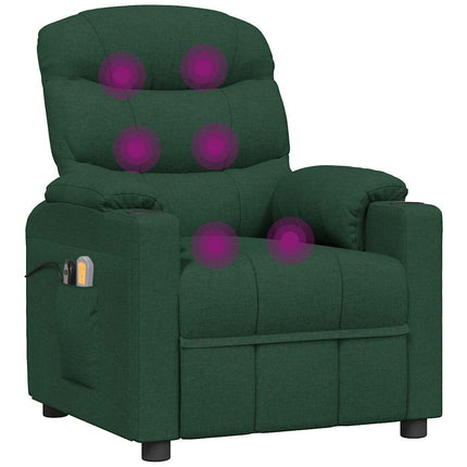Massagefåtölj mörkgrön tyg