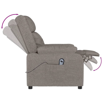 Elektrisk reclinerfåtölj taupe tyg