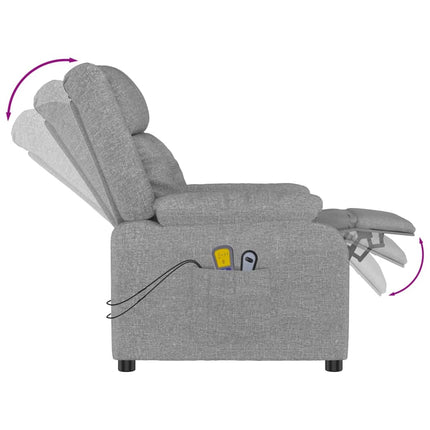 Elektrisk massagefåtölj ljusgrå tyg