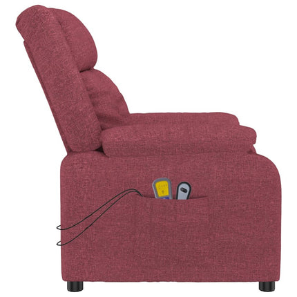 Elektrisk massagefåtölj vinröd tyg