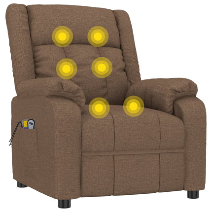 Elektrisk massagefåtölj brun tyg