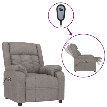 Elektrisk massagefåtölj taupe tyg