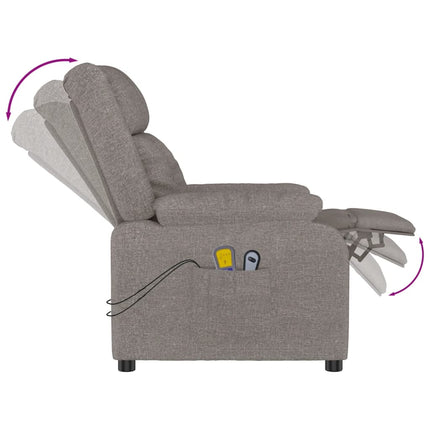 Elektrisk massagefåtölj taupe tyg