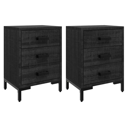 Sängbord 2 st svart 40x30x55 cm massivt furuträ