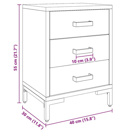 Sängbord 2 st svart 40x30x55 cm massivt furuträ