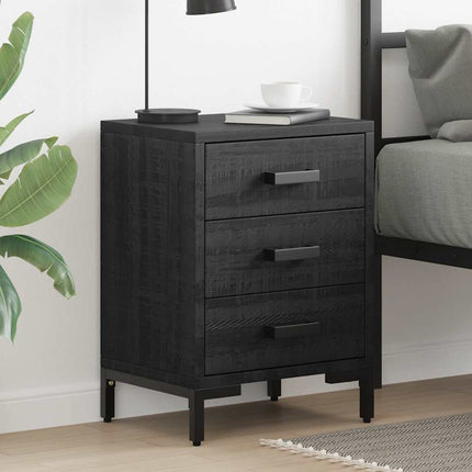 Sängbord 2 st svart 40x30x55 cm massivt furuträ